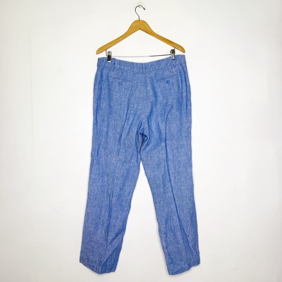 Talbots Women’s 100% Linen Pants Blue Size 10 Straight Leg - Picture 3 of 8